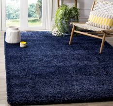 Soft Navy Blue Shaggy Hall Rug